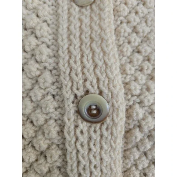 Vtg Cyril Cullen Original Irish 100% Wool Knit Fishermans Cardigan Sweater Large - Picture 7 of 13